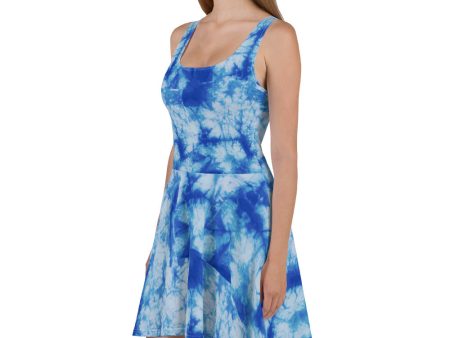 Blue Tie Dye Skater Dress Hot on Sale