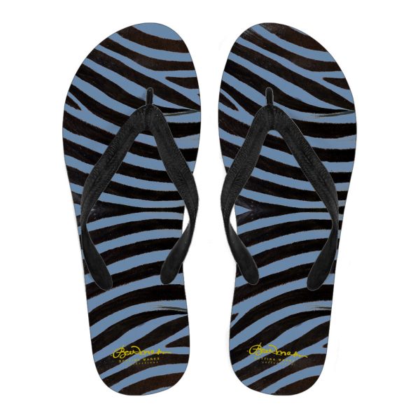 Blue Zebra Flip Flops Hot on Sale