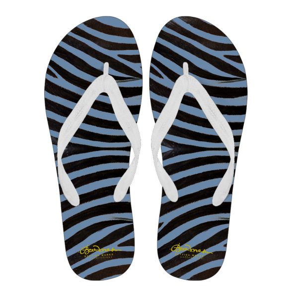 Blue Zebra Flip Flops Hot on Sale