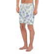 Blu&White Watercolor Floral Mens Shorts Discount