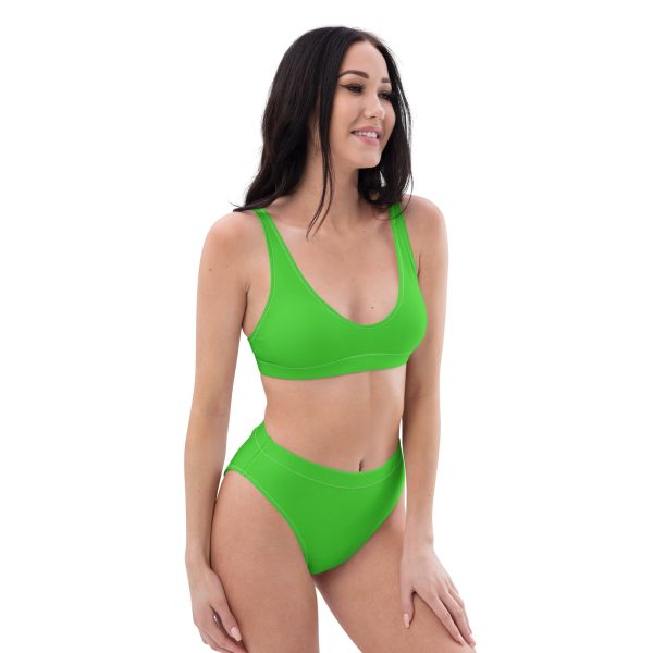 Bright Green Recycled high-waisted bikini Discount