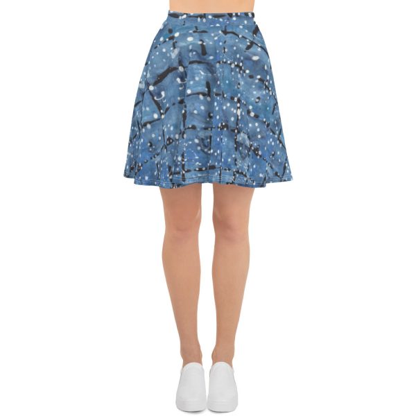 Blue&White Dotted Plaid Skater Skirt Online