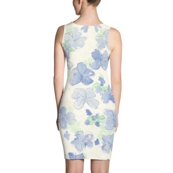 Blu Watercolor Floral Fitted Tank Dress Supply