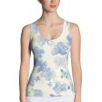 Blu&White Watercolor Floral Tank Top For Sale