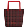 Black Red Tight Plaid Teachers Tote Bag For Sale