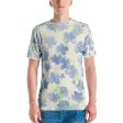 Blu&White Watercolor Floral Men s T-shirt Online Hot Sale