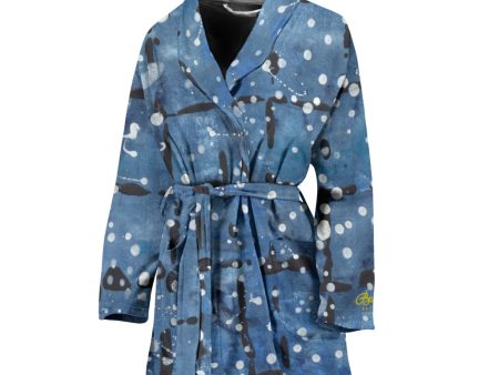 Blu&White Dotted Plaid Bath Robe - Women Online Sale