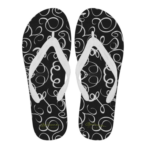 B&W Squiggles Flip Flops Cheap