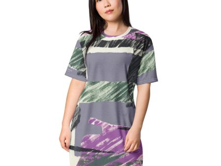 Abstract Collage Stripe T-shirt dress Online now