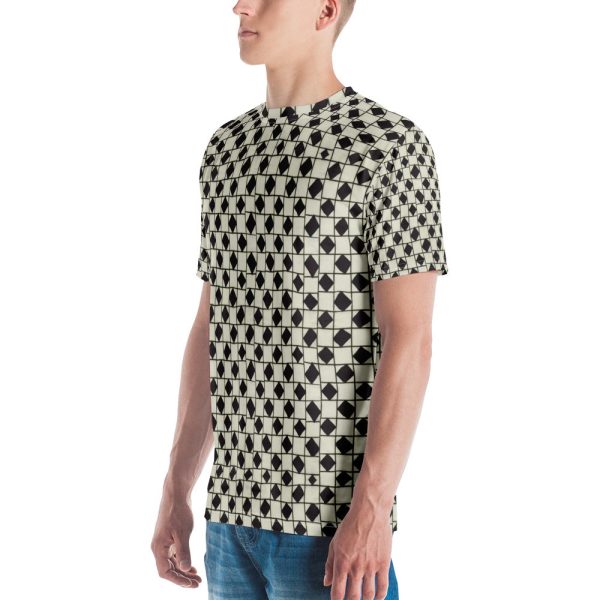 B&W Checkerboard Optical Men s T-shirt For Sale