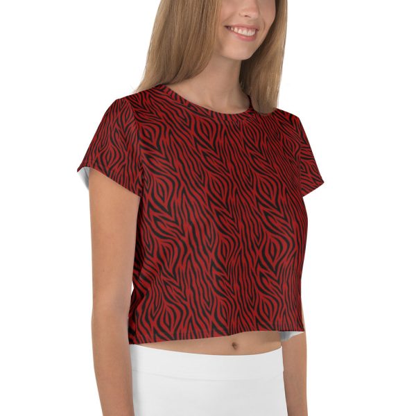 Red Zebra Print Crop Tee Discount