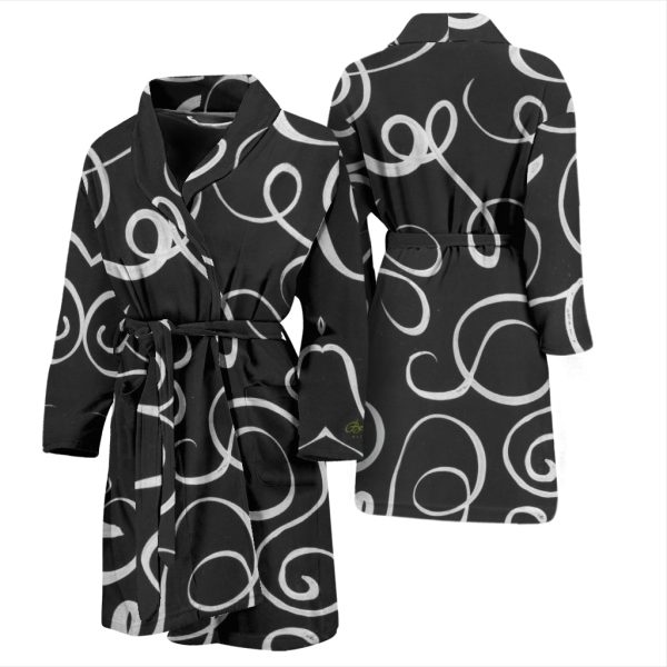 B&W Squiggles Bath Robe - Men Online Sale