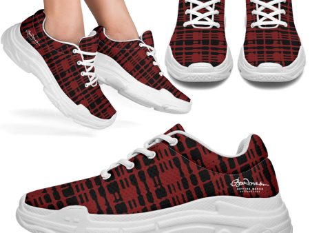 Black Red Tight Plaid Athletic Sneakers Online