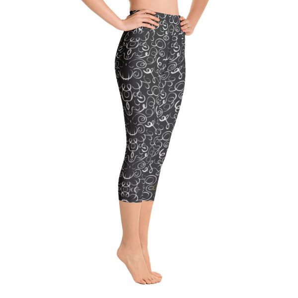 B&W Squiggles Yoga Capri Leggings Online now