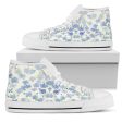 Blu&White Watercolor Floral High Top Sneakers For Cheap