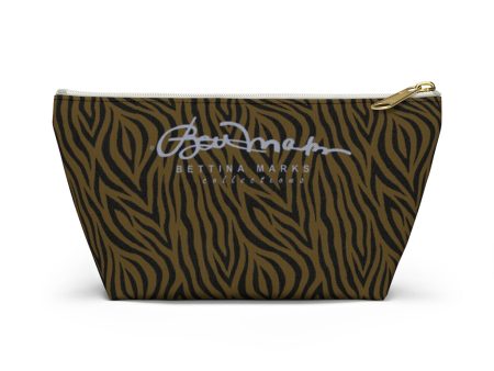 Olive Zebra Accessory Pouch w T-bottom Online Sale