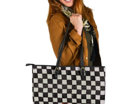 B&W Checkerboard Large Tote Bag Cheap