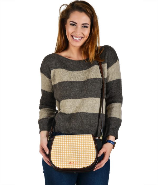 Banana Houndstooth Saddle Shoulder Bag Online now