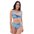 Blue Tie Dye Recycled high-waisted bikini bathing suit Fashion