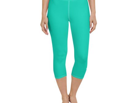 Aegean Blue Yoga Capri Leggings For Sale