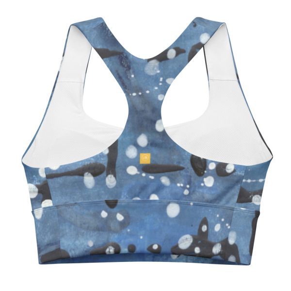 Blu&White Dotted Plaid Longline sports bra Online now