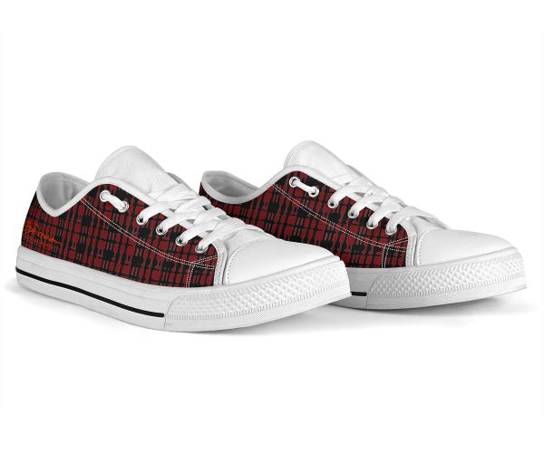 Black Red Tight Plaid Low Top Sneakers For Discount