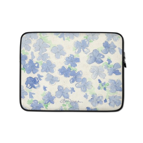 Blu&White Watercolor Floral Laptop Sleeve Supply