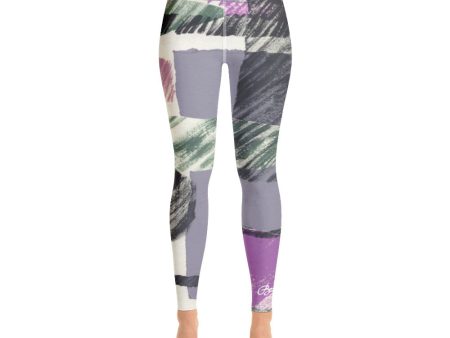 Abstract Engineered Collage Yoga Leggings Hot on Sale