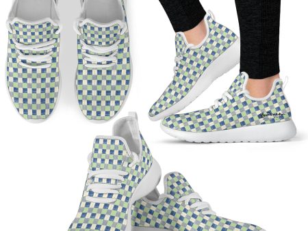 Checkerboard Plaid Mesh Knit Sneakers Supply