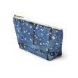 Blu&White Dotted Plaid Accessory Pouch w T-bottom For Sale