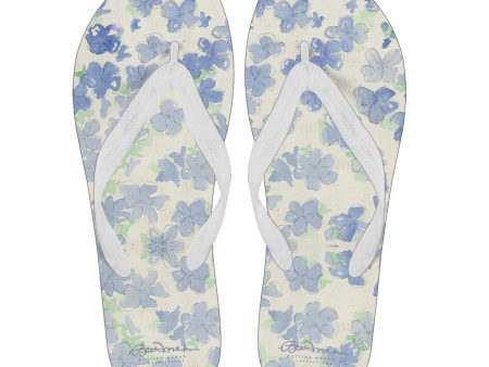 Blu&White Watercolor Floral Flip Flops For Discount