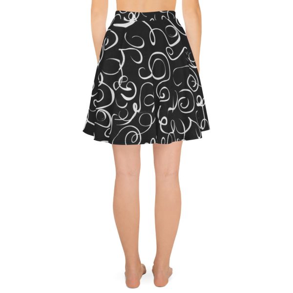 B&W Squiggles Skater Skirt Fashion