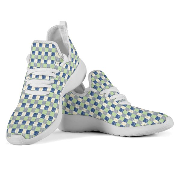 Checkerboard Plaid Mesh Knit Sneakers Supply