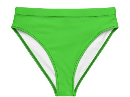 Bright Green Recycled high-waisted bikini bathing suit bottom Online now