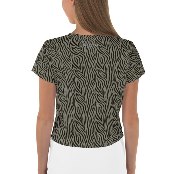 Khaki Zebra Print Crop Tee For Sale