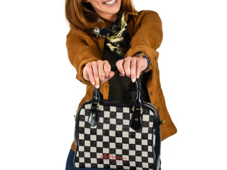 B&W CHECKERBOARD HAND BAG W SHOULDER STRAP Online