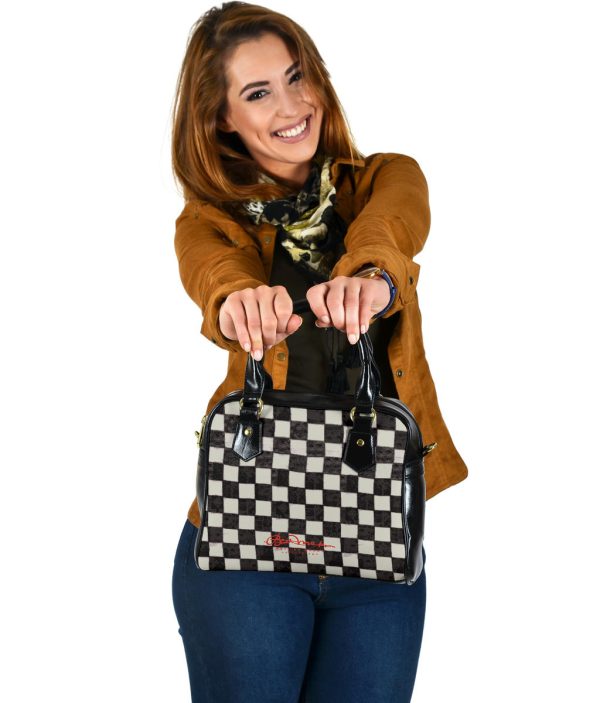 B&W CHECKERBOARD HAND BAG W SHOULDER STRAP Online