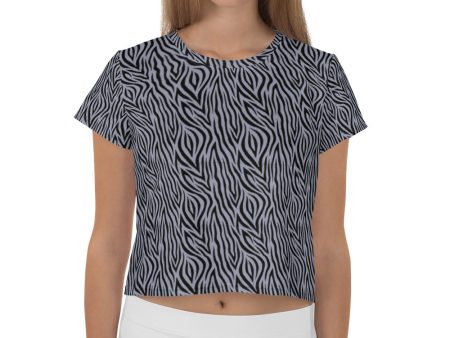 Grey Zebra Print Crop Tee Discount