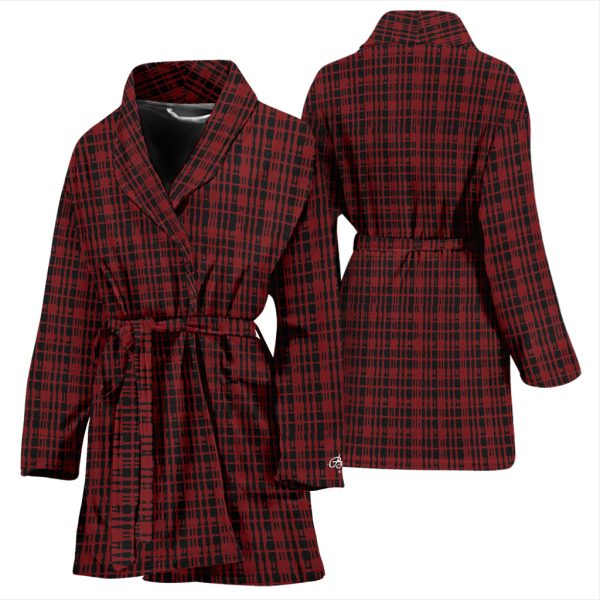 Black Red Plaid Bath Robe - Women Online now