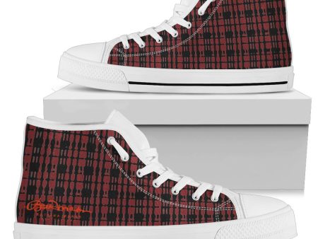 Black Red Tight Plaid High Top Sneakers Discount