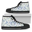 Blu&White Watercolor Floral High Top Sneakers For Cheap