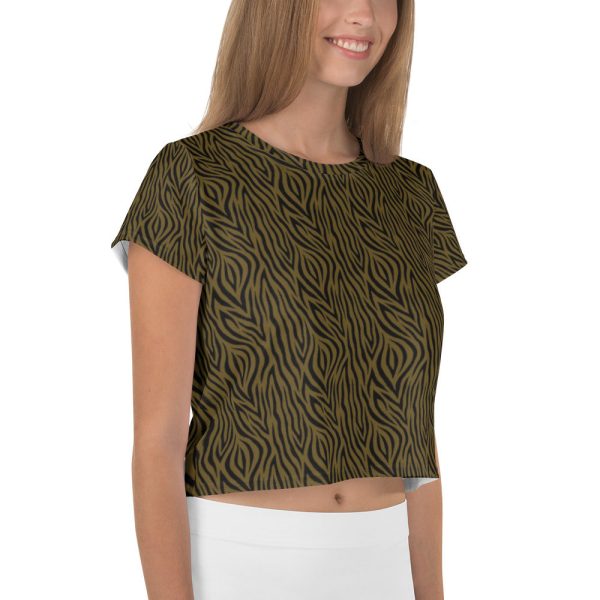 Olive Zebra Print Crop Tee Online now