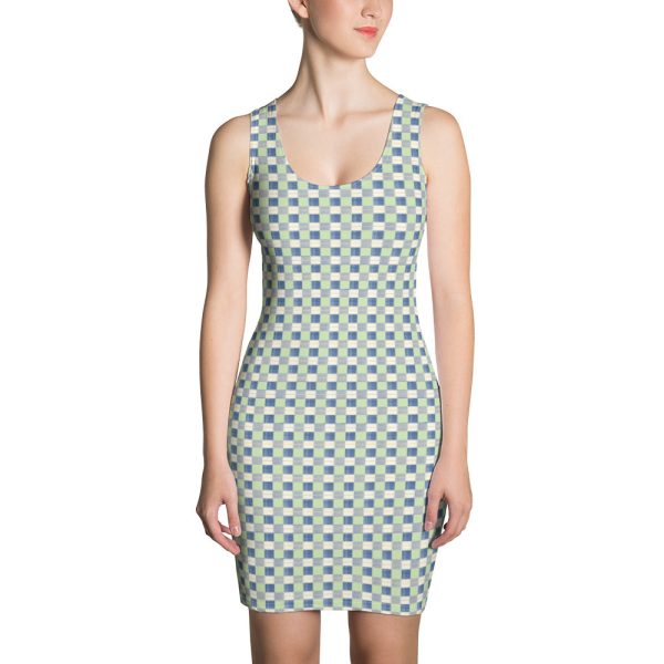 Checkerboard Plaid Fitted Tank Dress Fashion