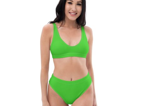 Bright Green Recycled high-waisted bikini Discount