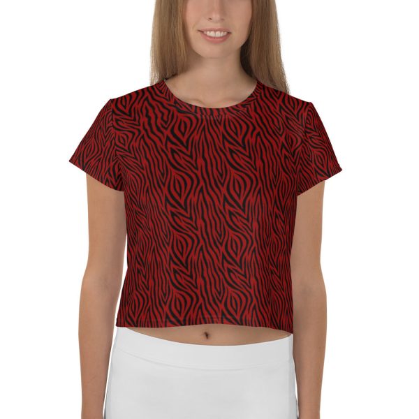 Red Zebra Print Crop Tee Discount