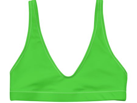 Bright Green Recycled padded bikini bathing suit top Cheap