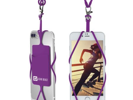 Gear Beast Universal Smart Phone Lanyard With Id Card Slot - Purple Hot on Sale