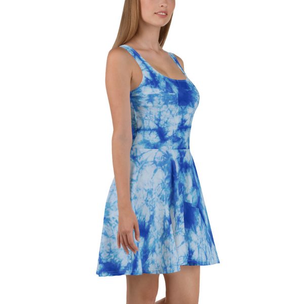 Blue Tie Dye Skater Dress Hot on Sale