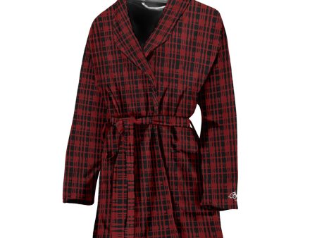 Black Red Plaid Bath Robe - Women Online now