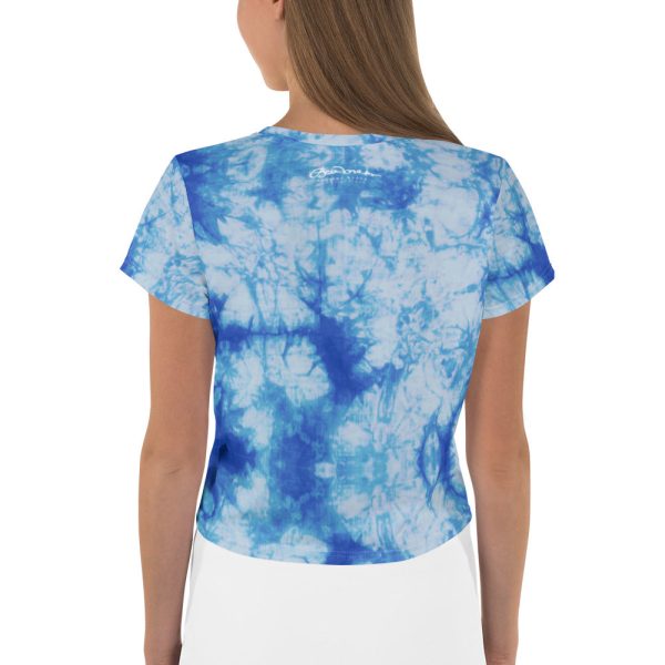 Blue Tie Dye Print Crop Tee For Sale